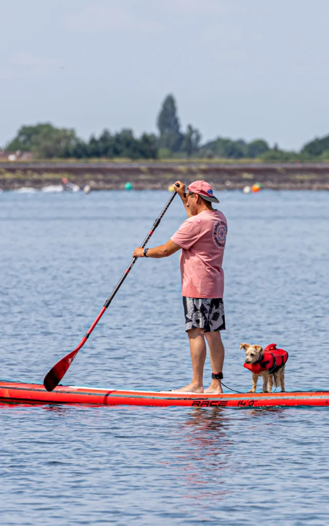 Paddle on the lake with your dog