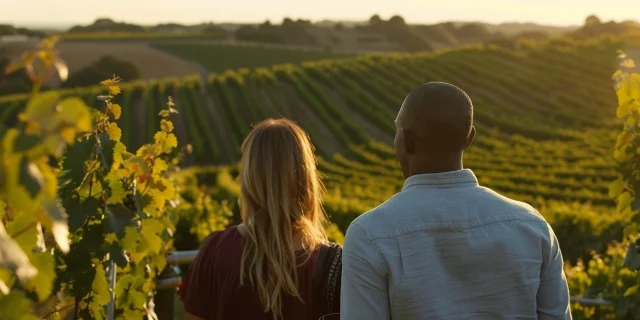 Couple dans les vignes