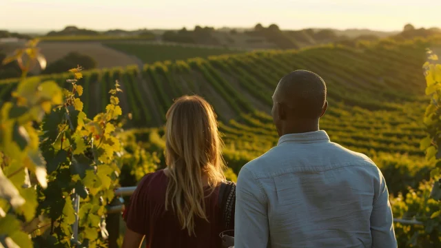 Couple dans les vignes